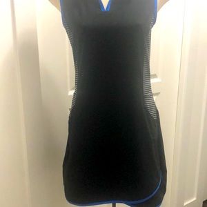 This is an Adidas golf dress blue black swimming